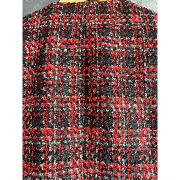 Kasper Womens Medium Tweed Plaid Open Front Blazer Jacket Made In Vietnam - Picture 8 of 8